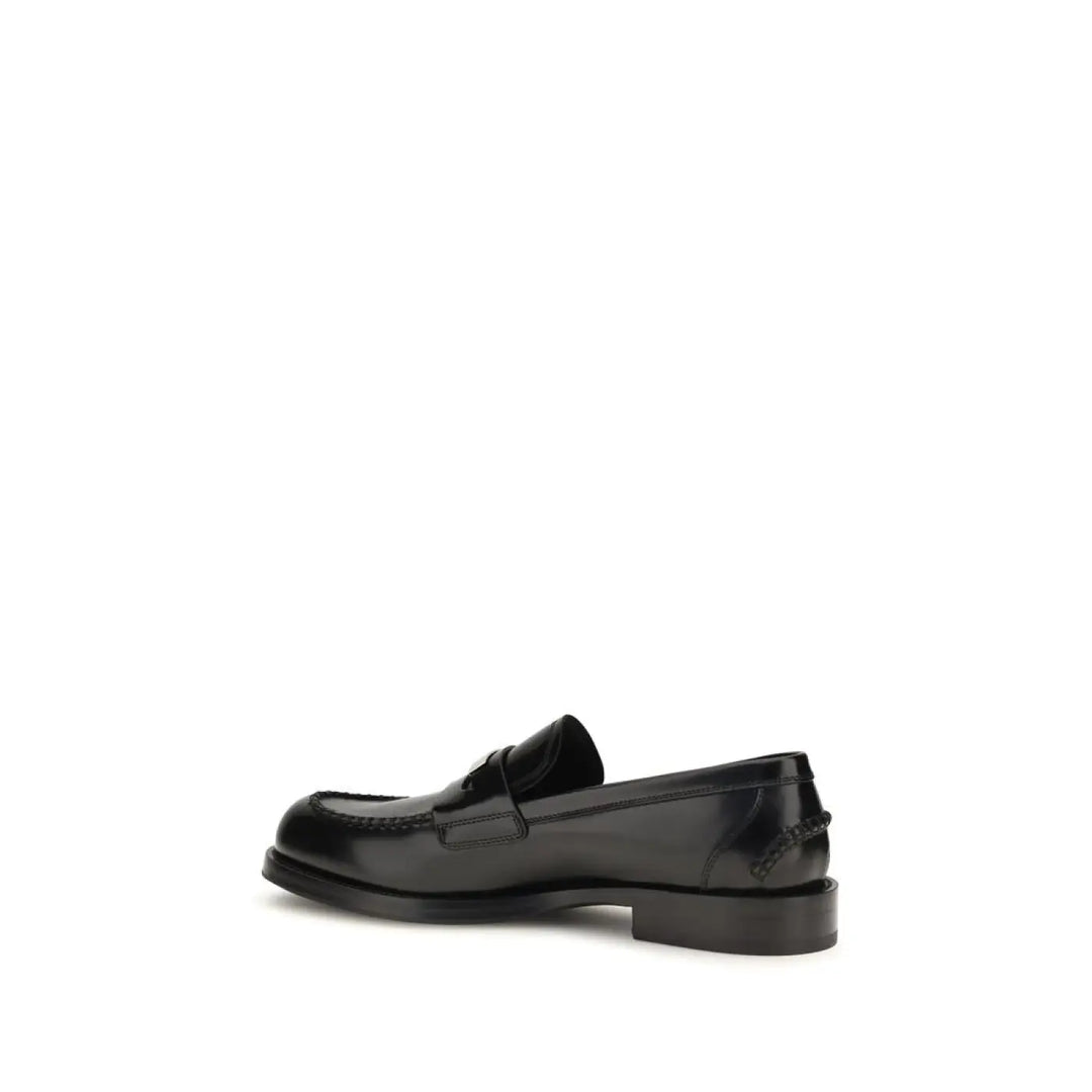 Dolce &amp; Gabbana Black Calf Leather Bos Taurus Slip-on Loafers