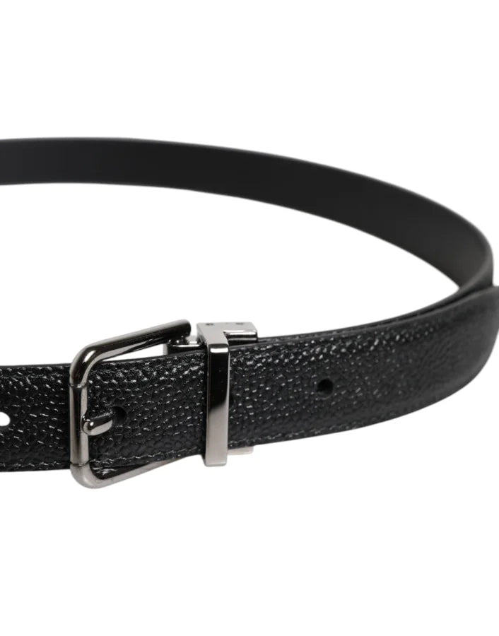 Dolce & Gabbana Black Calf Leather Classic Metal Buckle Belt