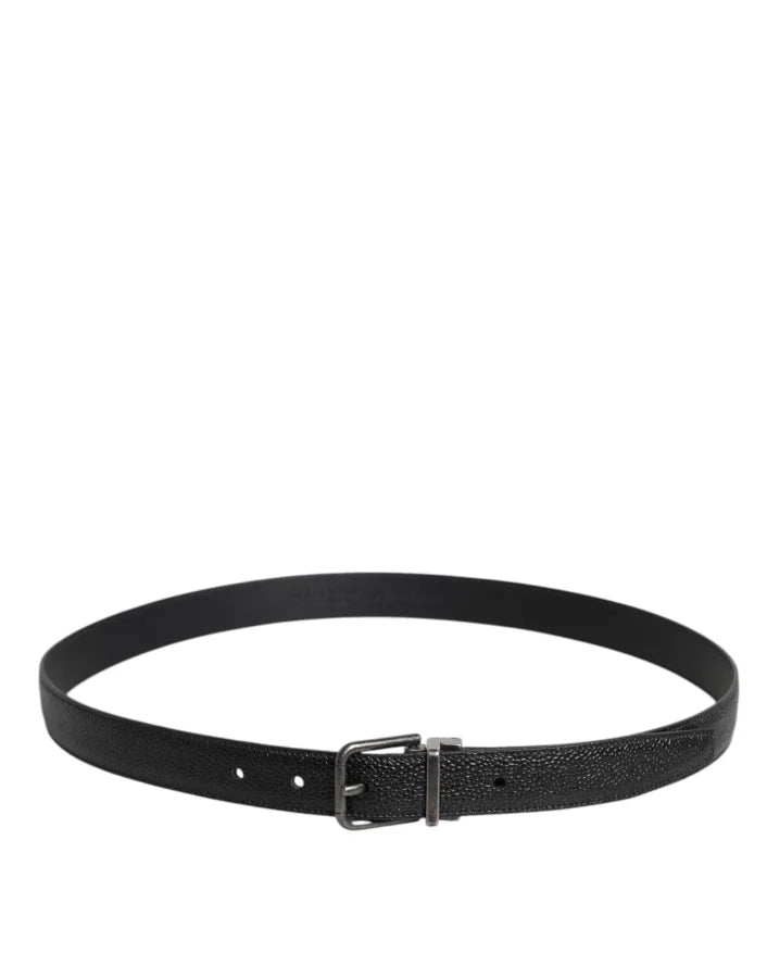 Dolce & Gabbana Black Calf Leather Classic Metal Buckle Belt