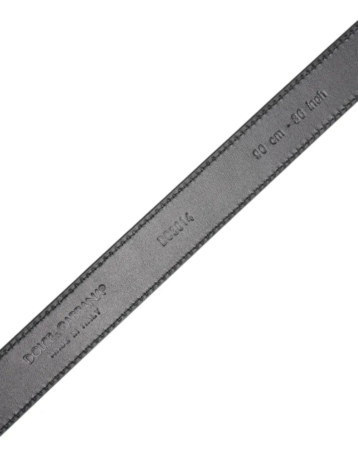 Dolce &amp; Gabbana Black Calf Leather Classic Metal Buckle Belt