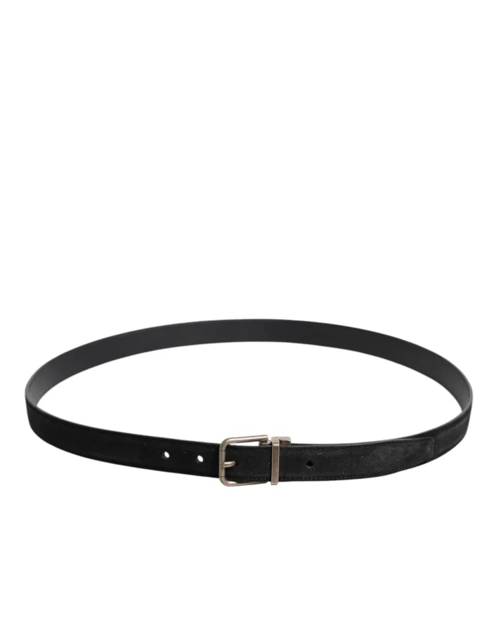 Dolce & Gabbana Black Calf Leather Classic Metal Buckle Belt