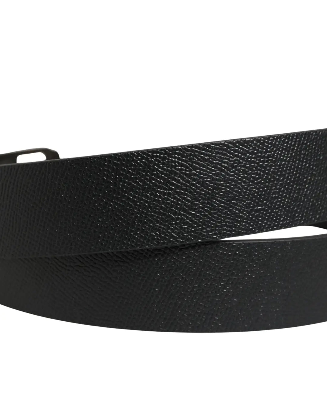 Dolce &amp; Gabbana Black Calf Leather Gold Metal Buckle Belt