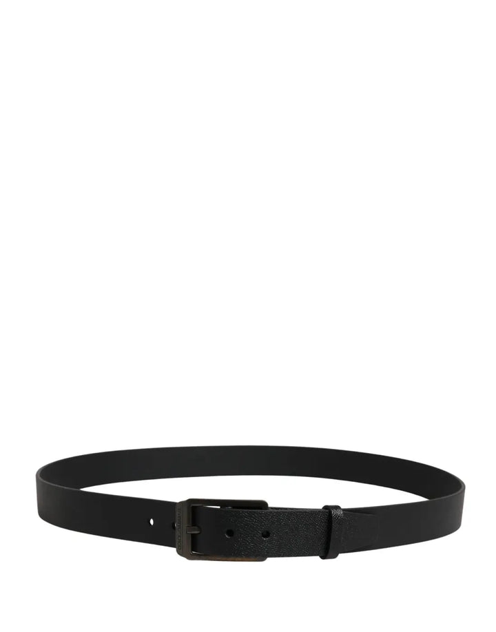 Dolce &amp; Gabbana Black Calf Leather Gold Metal Buckle Belt