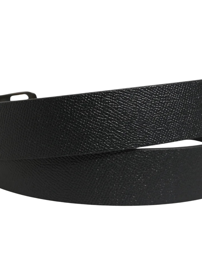 Dolce & Gabbana Black Calf Leather Gold Metal Buckle Belt
