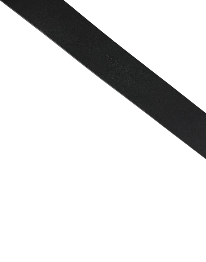 Dolce & Gabbana Black Calf Leather Gold Metal Buckle Belt