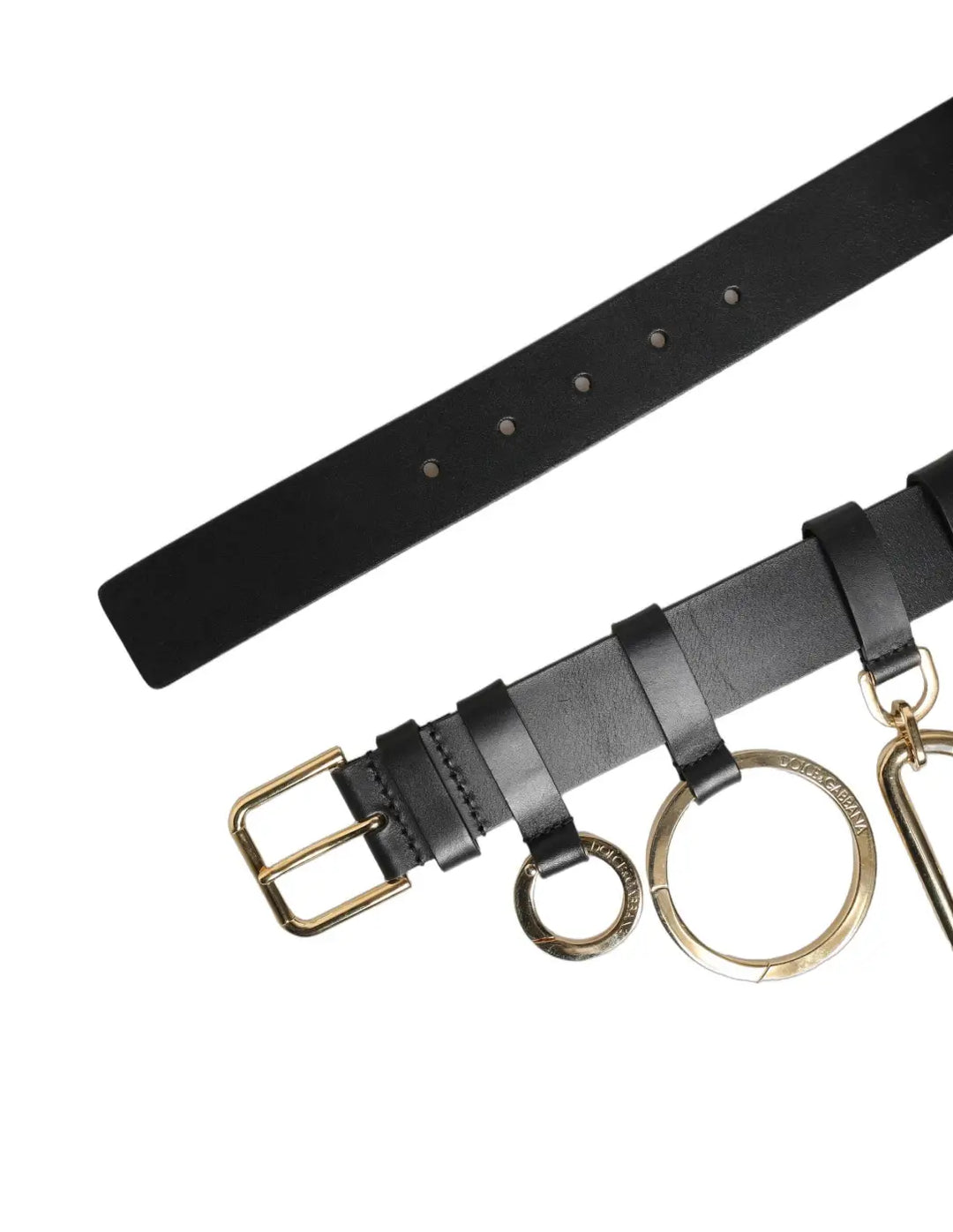 Dolce &amp; Gabbana Black Calf Leather Gold Metal Buckle Men Belt