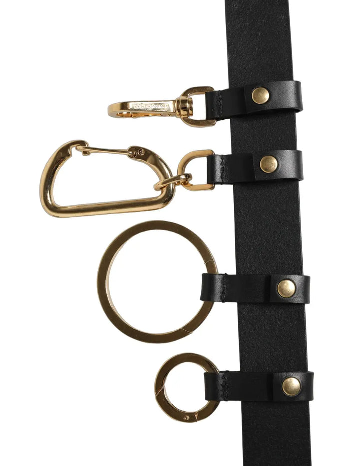 Dolce &amp; Gabbana Black Calf Leather Gold Metal Buckle Men Belt