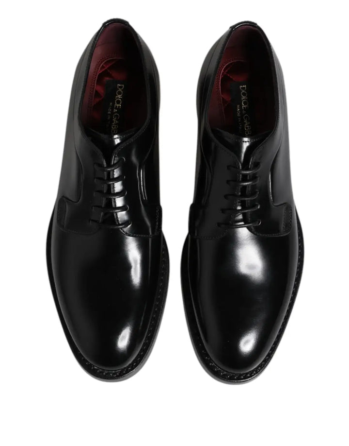 Dolce &amp; Gabbana Black Calf Leather Lace Up Dress Derby Shoes