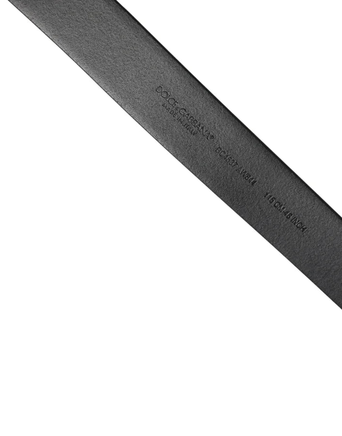 Dolce & Gabbana Black Calf Leather Silver Metal Buckle Belt