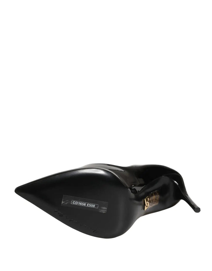 Dolce &amp; Gabbana Black Calf Leather Stiletto Heels Pumps Shoes