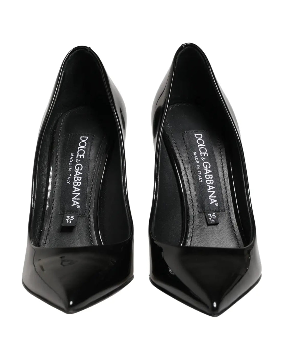 Dolce &amp; Gabbana Black Calf Leather Stiletto Heels Pumps Shoes