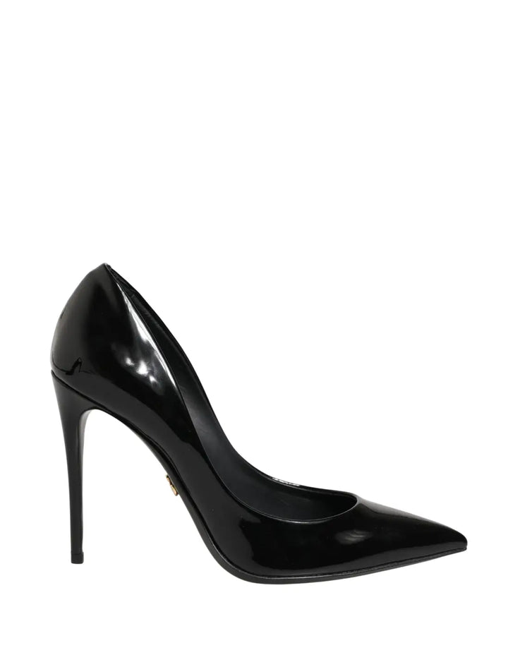 Dolce &amp; Gabbana Black Calf Leather Stiletto Heels Pumps Shoes