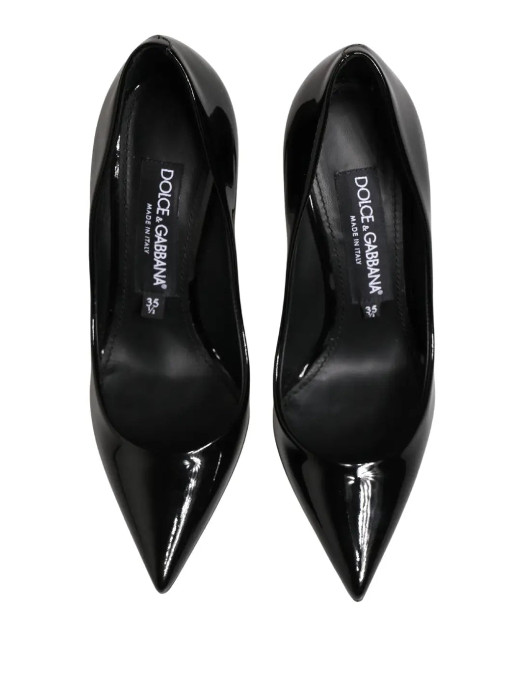Dolce &amp; Gabbana Black Calf Leather Stiletto Heels Pumps Shoes