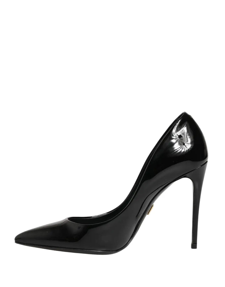 Dolce &amp; Gabbana Black Calf Leather Stiletto Heels Pumps Shoes