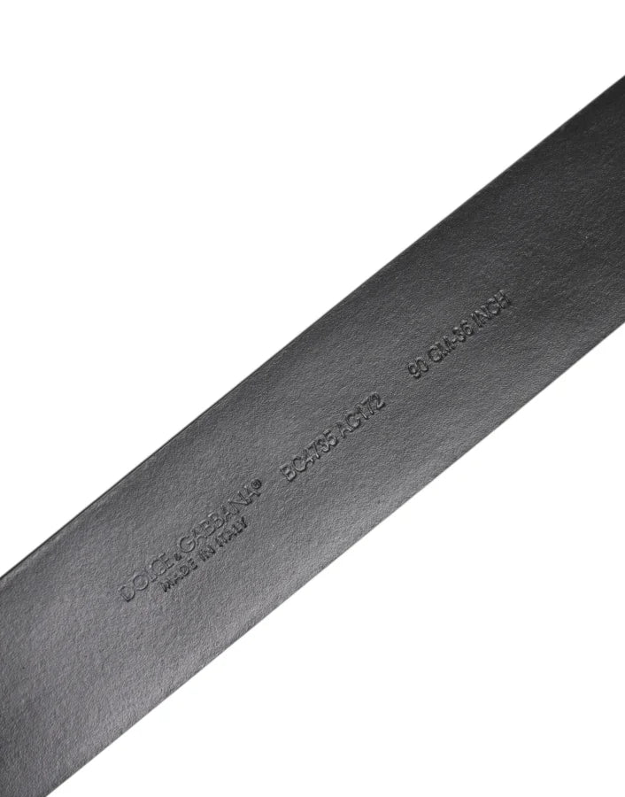 Dolce & Gabbana Black Calf Leather Studded Silver Buckle Belt