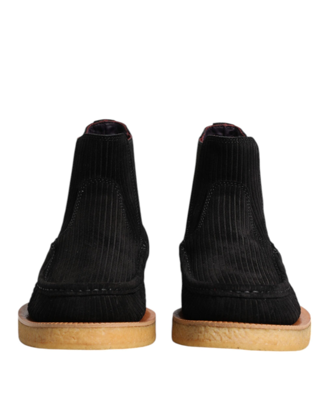 Dolce &amp; Gabbana Black Calf Suede Slip on Ankle Boots Shoes