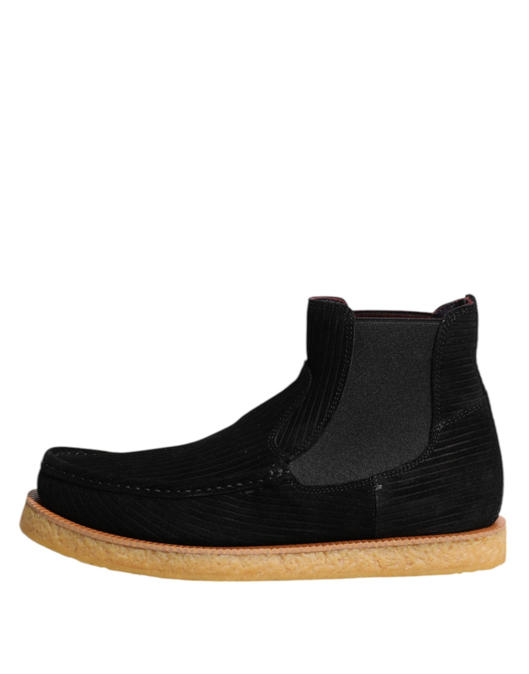 Dolce &amp; Gabbana Black Calf Suede Slip on Ankle Boots Shoes