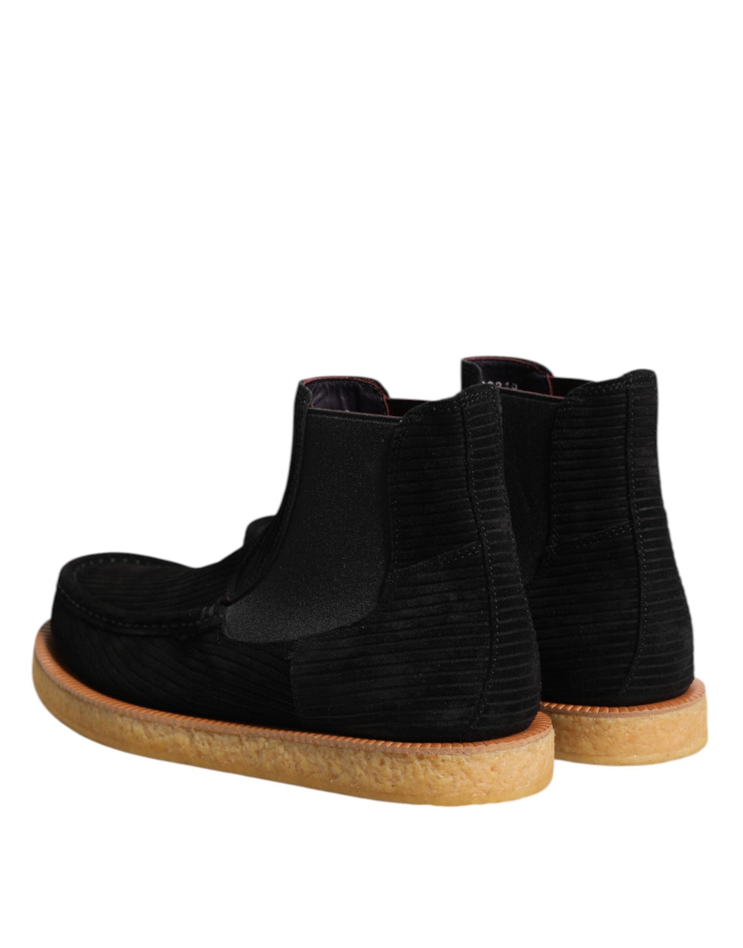 Dolce &amp; Gabbana Black Calf Suede Slip on Ankle Boots Shoes