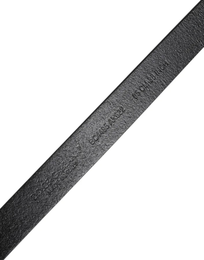 Dolce & Gabbana Black Calfskin Classic Metal Logo Buckle Belt
