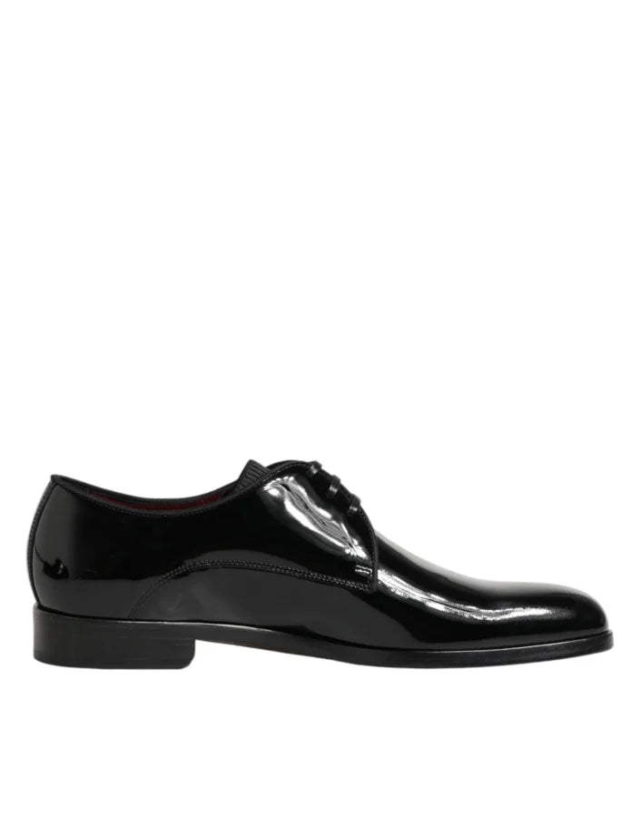 Dolce & Gabbana Black Calfskin Leather Derby Dress Shoes