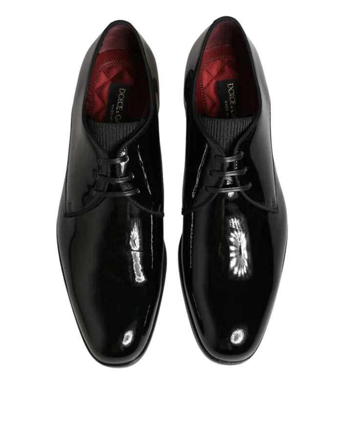 Dolce & Gabbana Black Calfskin Leather Derby Dress Shoes