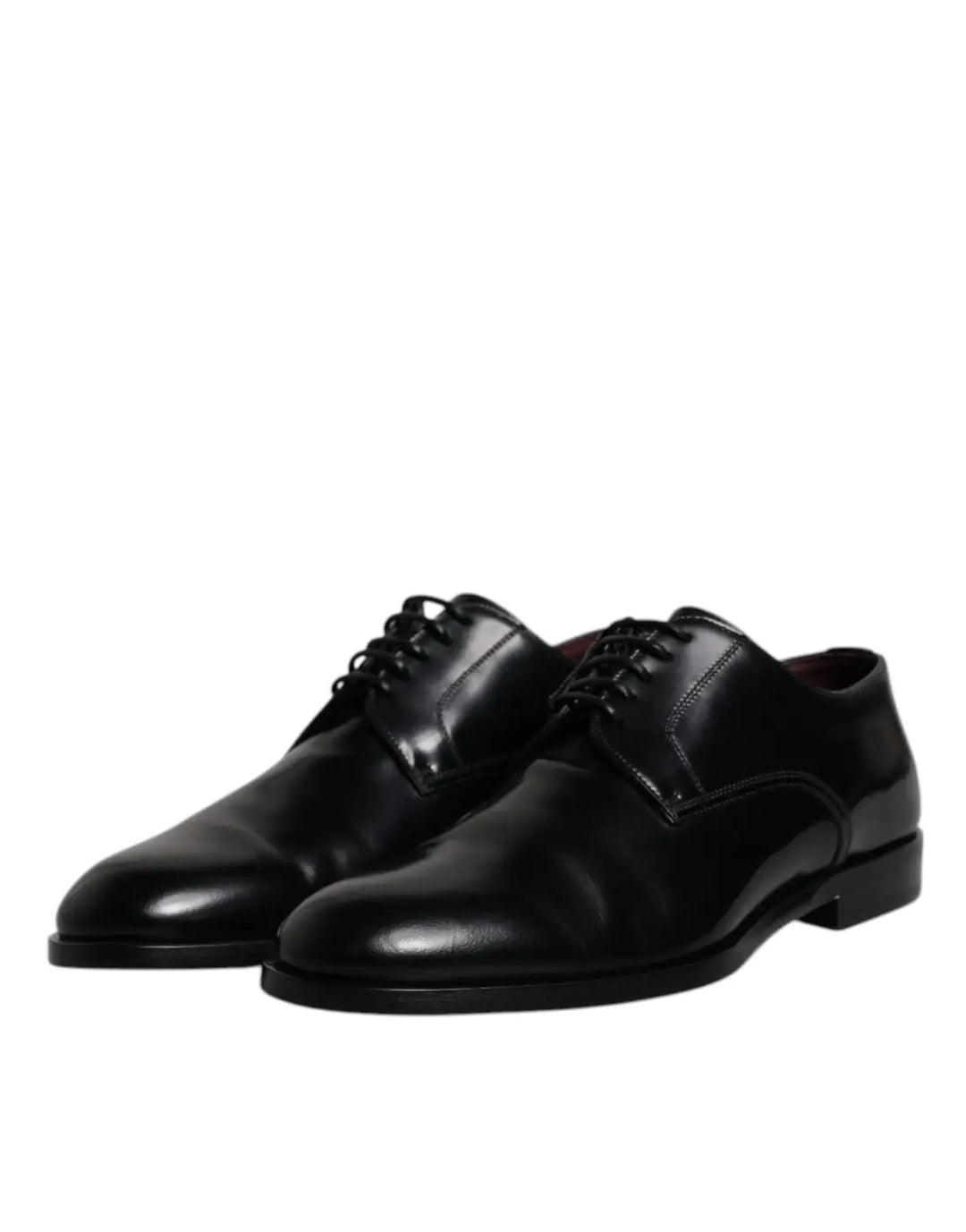 Dolce &amp; Gabbana Black Calfskin Leather Derby Lace Up Formal Dress Shoes