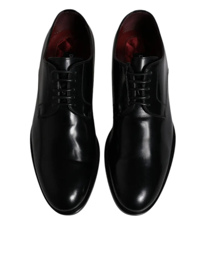 Dolce &amp; Gabbana Black Calfskin Leather Derby Lace Up Formal Dress Shoes