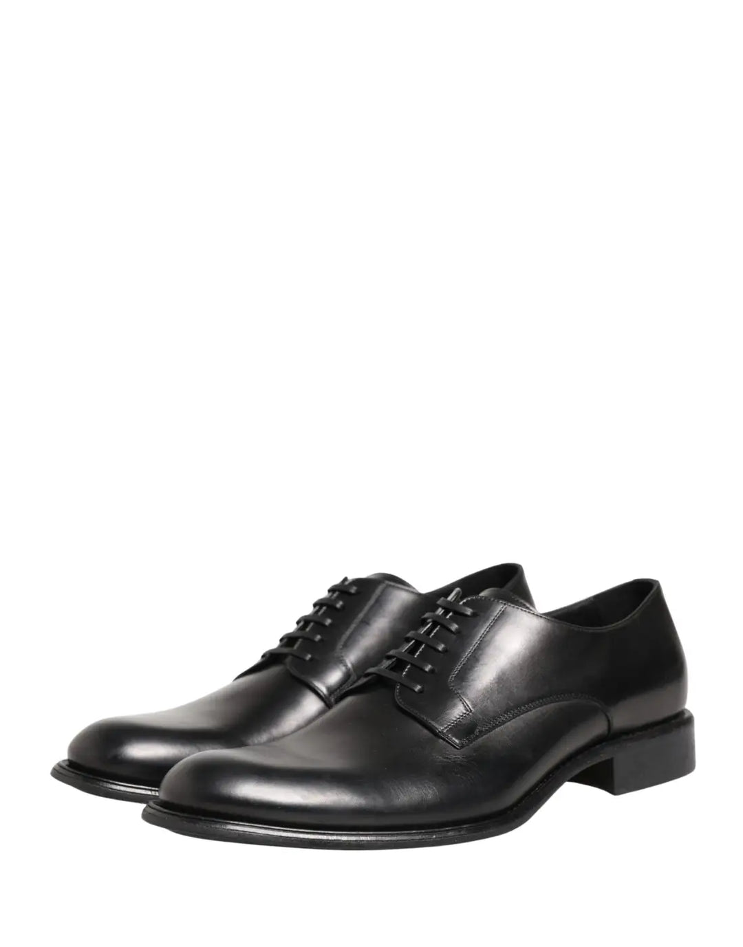 Dolce &amp; Gabbana Black Calfskin Leather Derby Men Dress Shoes