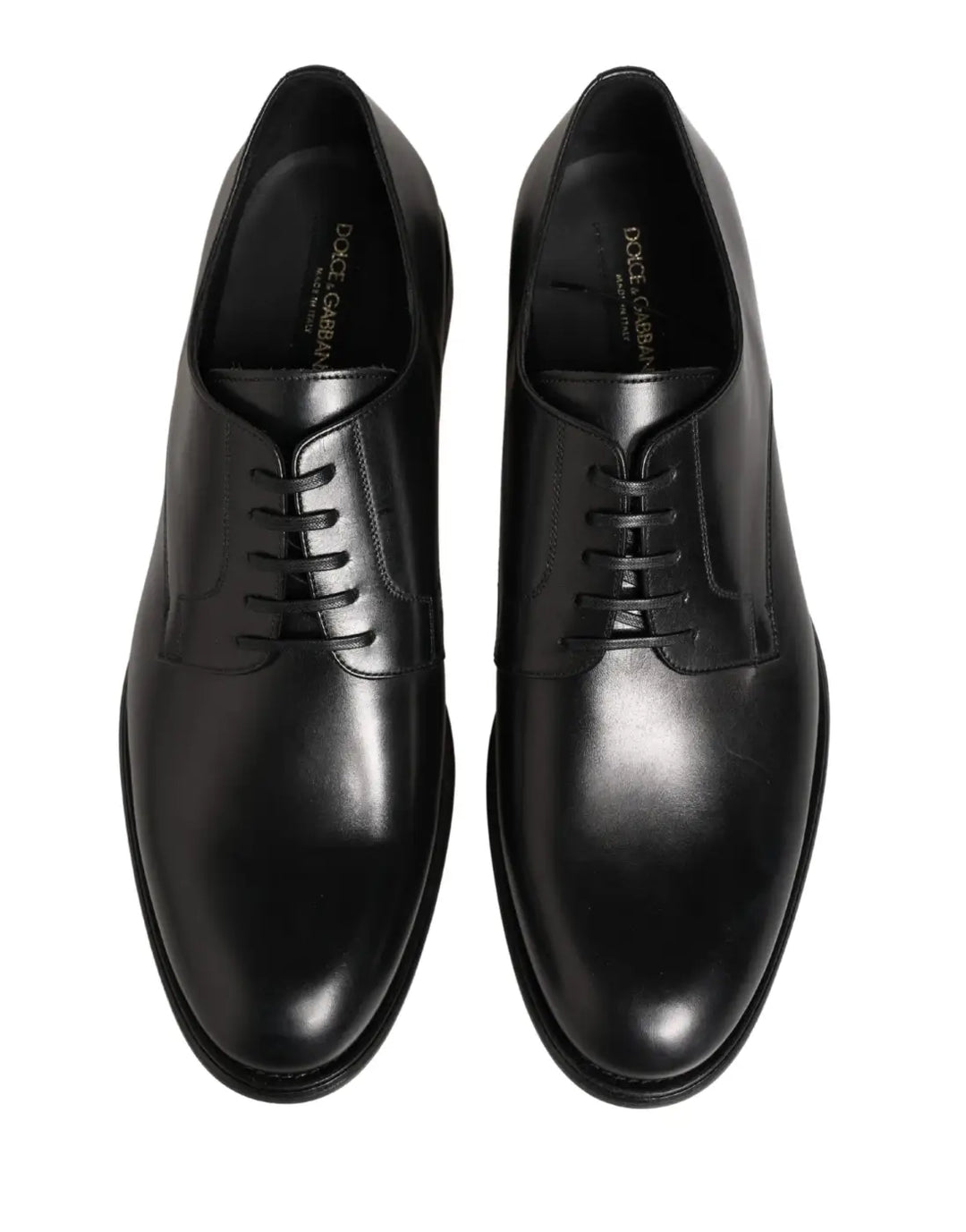 Dolce &amp; Gabbana Black Calfskin Leather Derby Men Dress Shoes