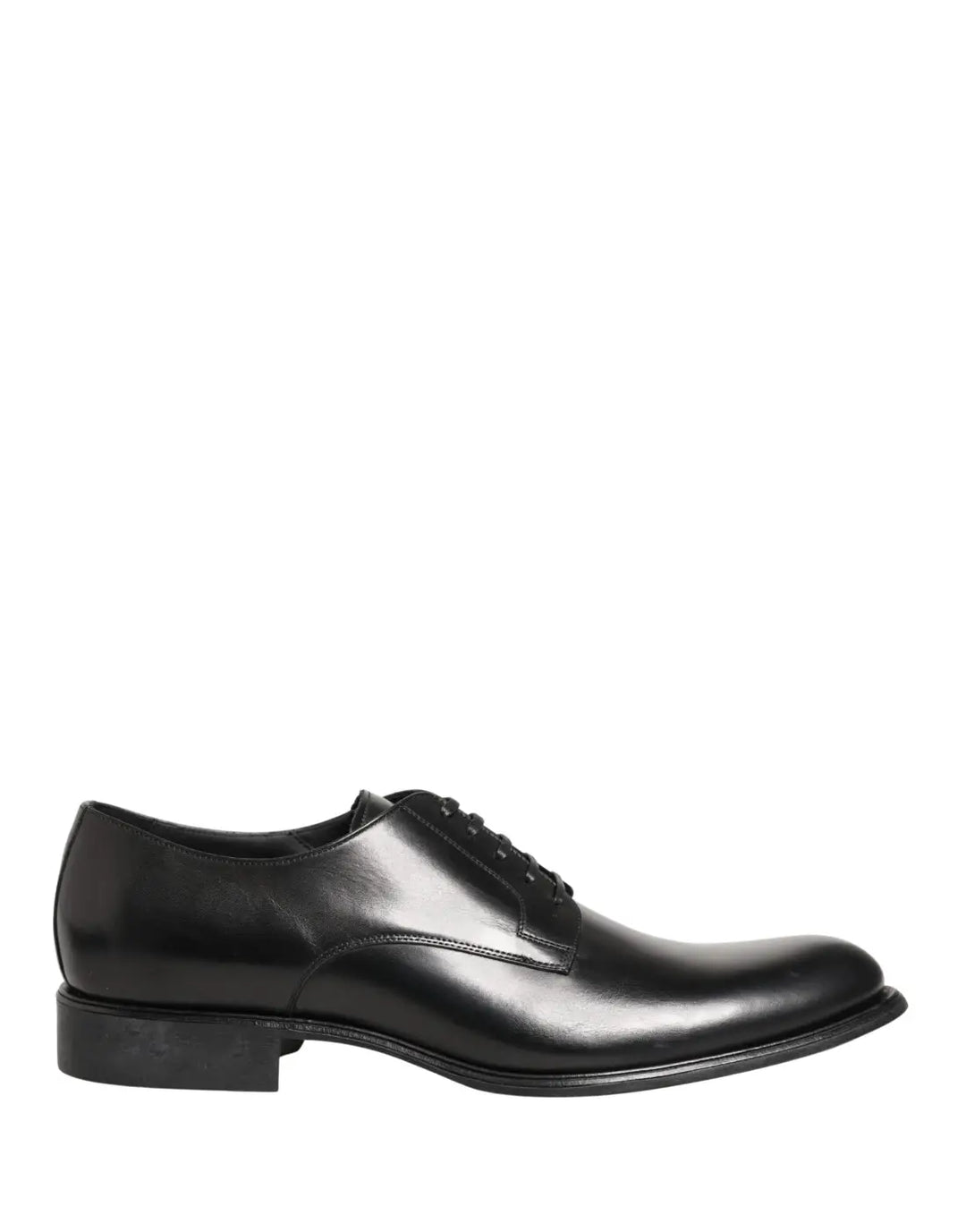 Dolce &amp; Gabbana Black Calfskin Leather Derby Men Dress Shoes