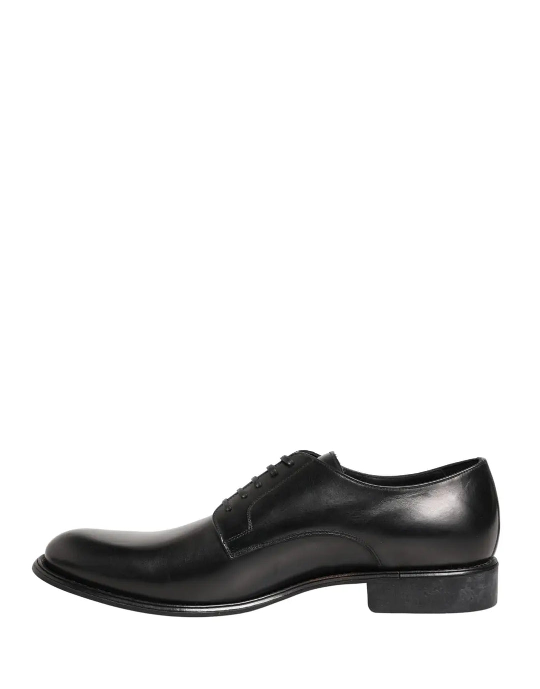 Dolce &amp; Gabbana Black Calfskin Leather Derby Men Dress Shoes