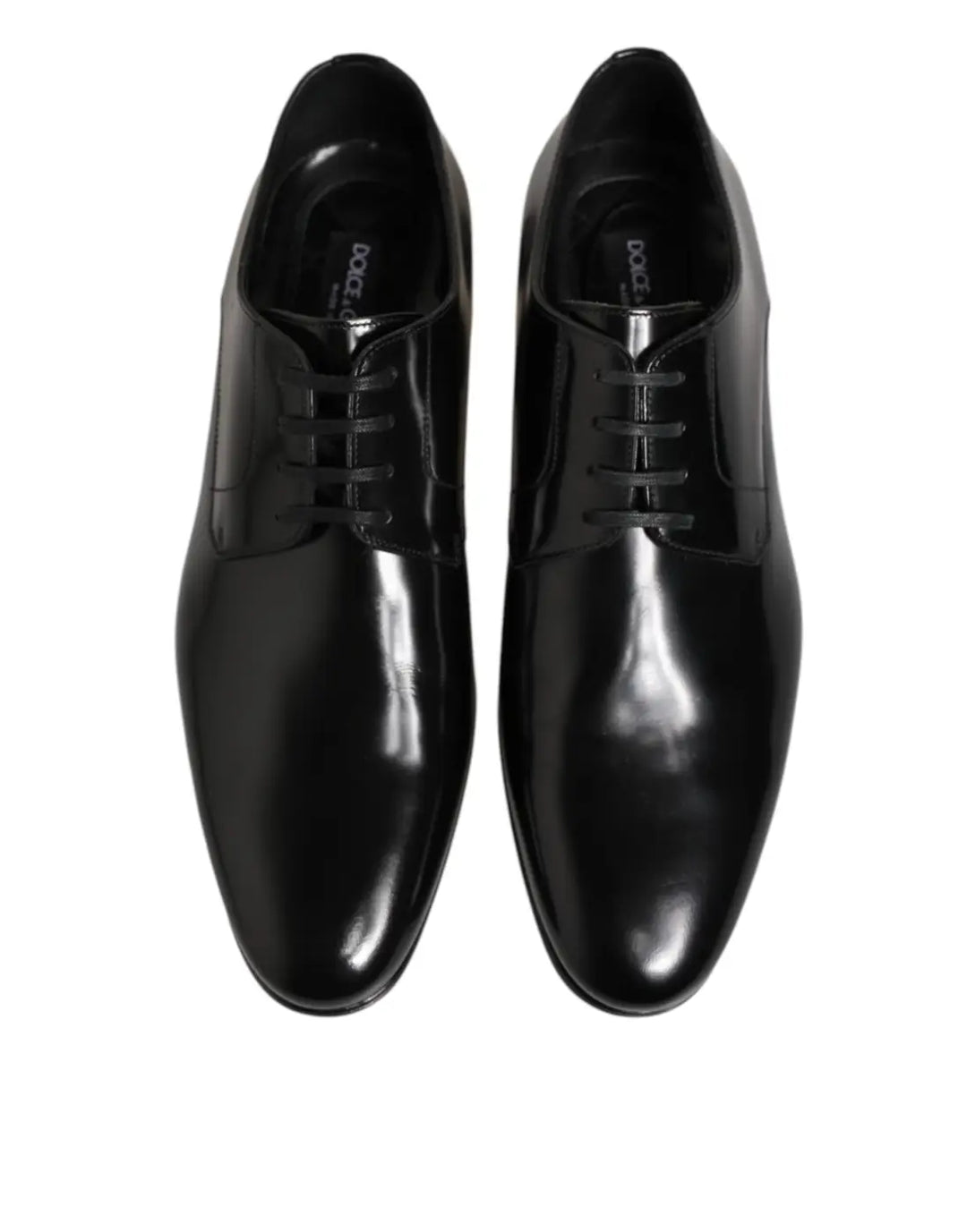 Dolce &amp; Gabbana Black Calfskin Leather Derby Men Dress Shoes