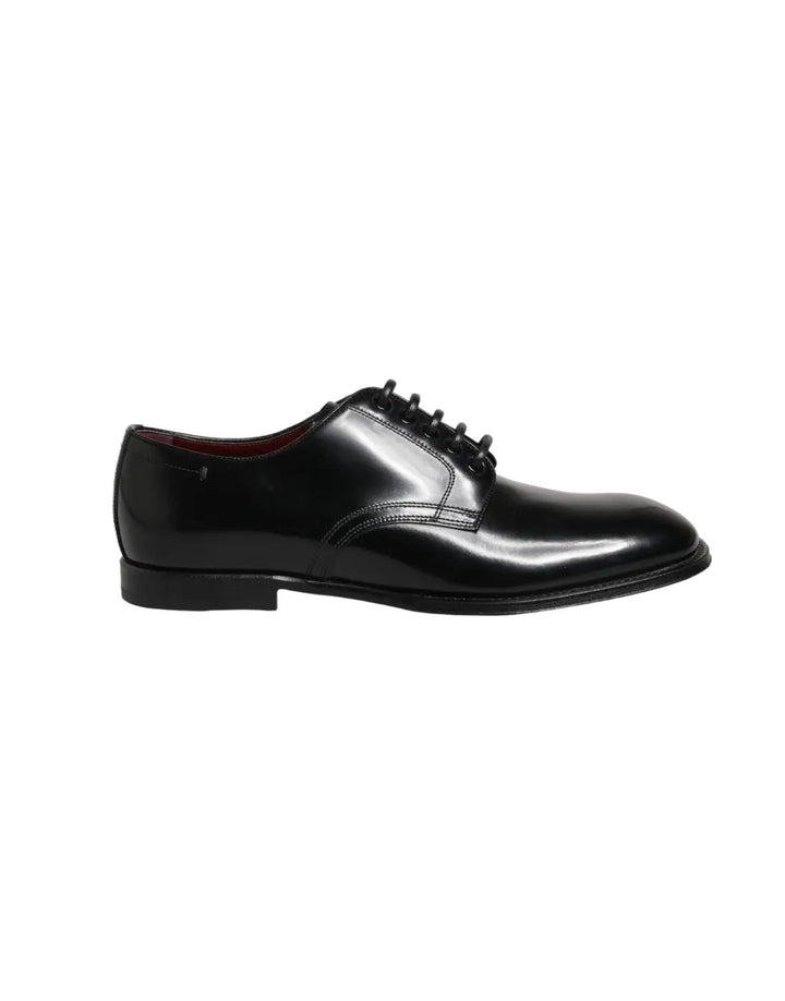 Dolce &amp; Gabbana Black Calfskin Leather Derby Men Dress Shoes