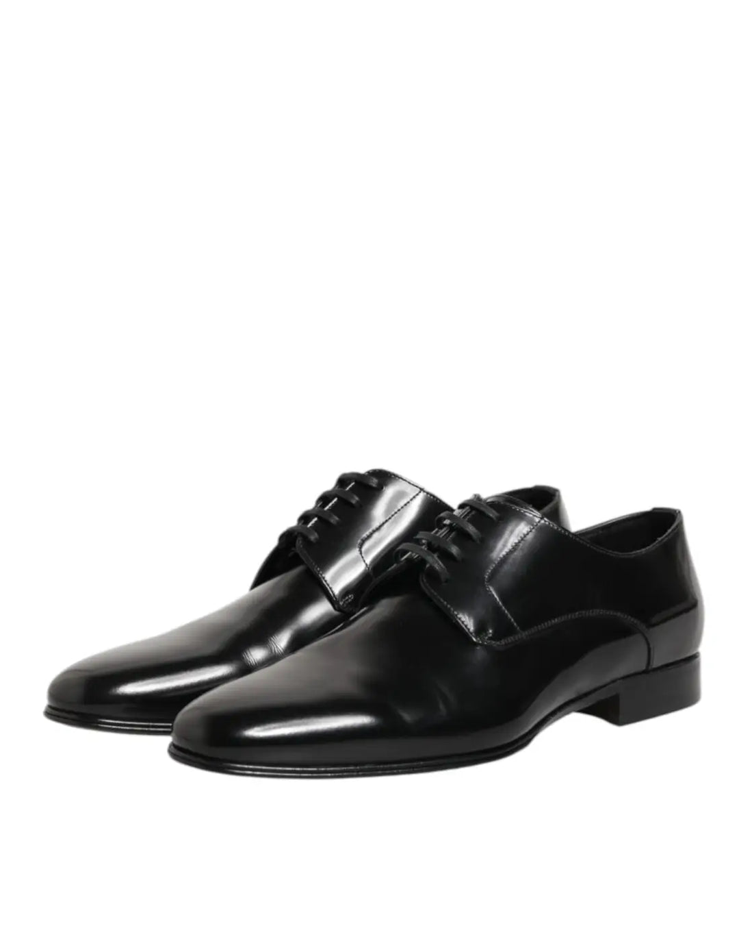 Dolce &amp; Gabbana Black Calfskin Leather Derby Men Dress Shoes