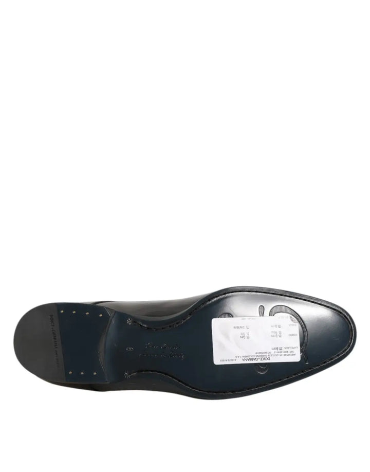 Dolce &amp; Gabbana Black Calfskin Leather Derby Men Dress Shoes