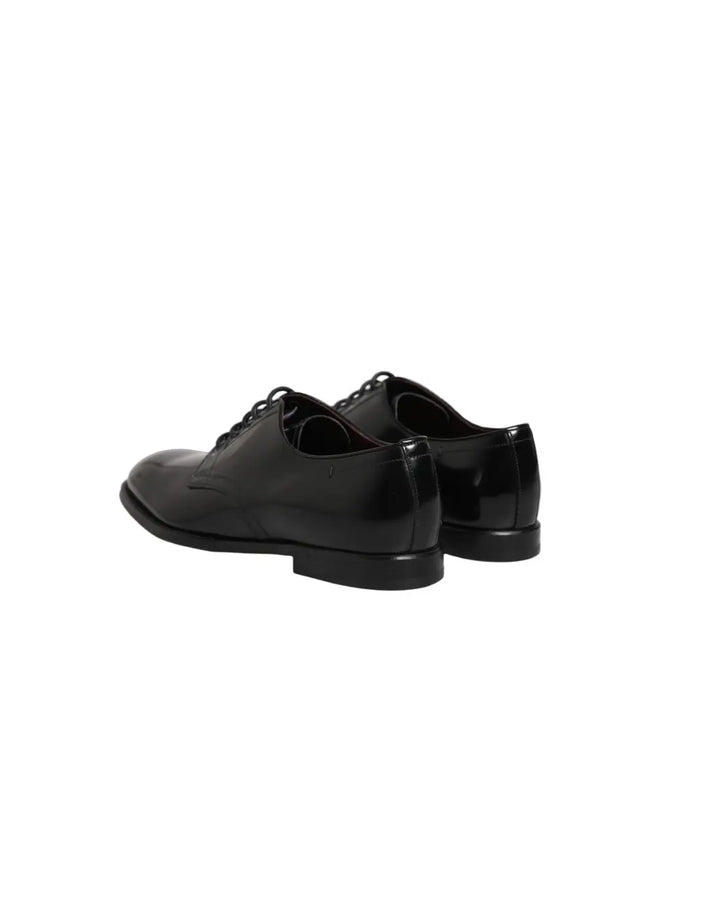 Dolce &amp; Gabbana Black Calfskin Leather Derby Men Dress Shoes