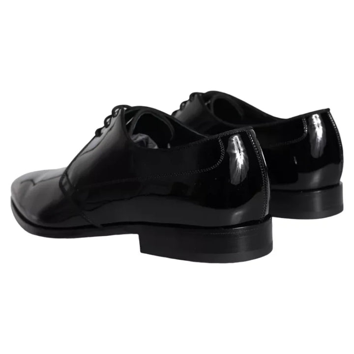 Dolce &amp; Gabbana Black Calfskin Leather Derby Men Dress Shoes