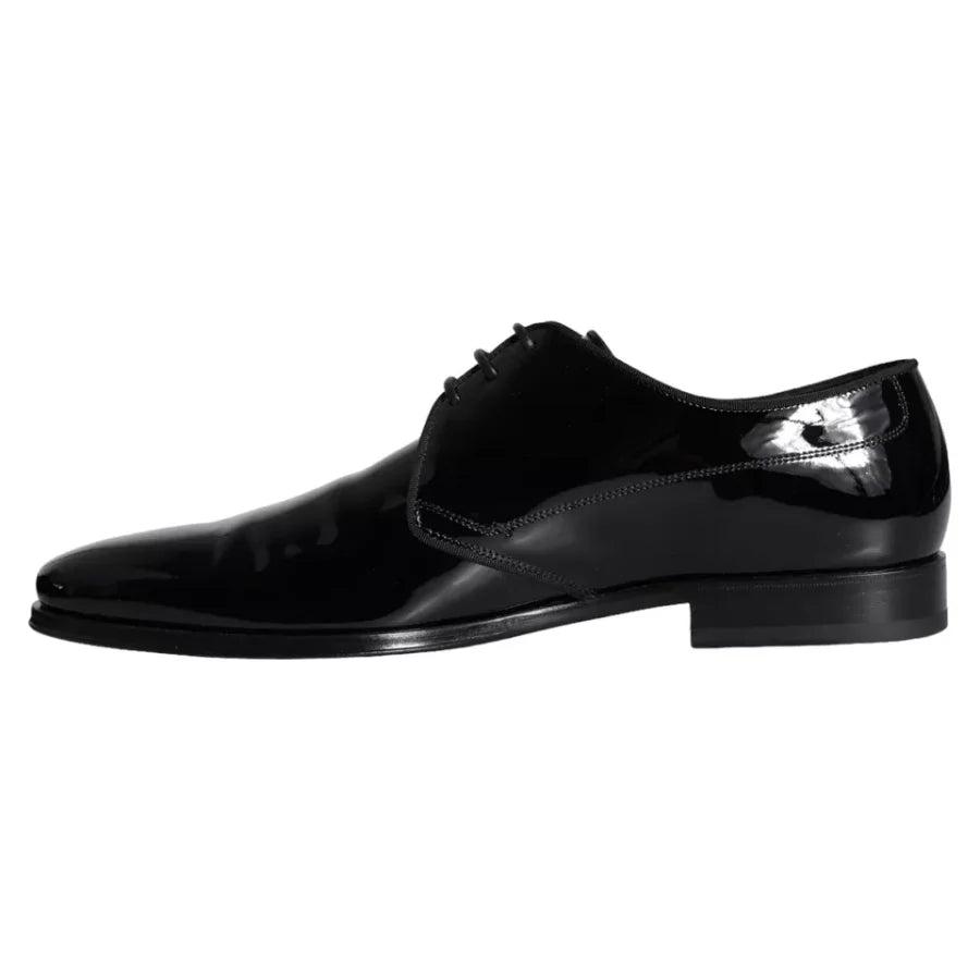 Dolce &amp; Gabbana Black Calfskin Leather Derby Men Dress Shoes