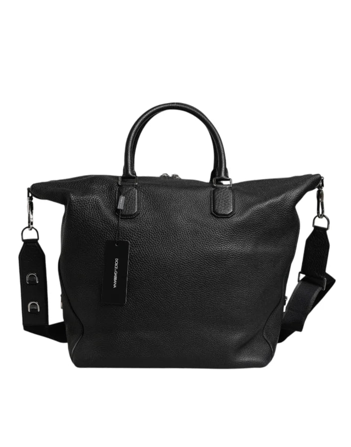 Dolce & Gabbana Black Calfskin Leather Hand Shoulder Duffle Bag