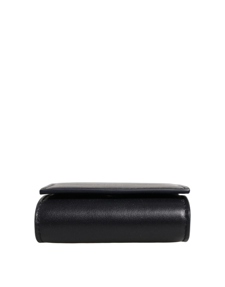 Dolce &amp; Gabbana Black Calfskin Leather Logo Print Bifold CoinPurse Wallet