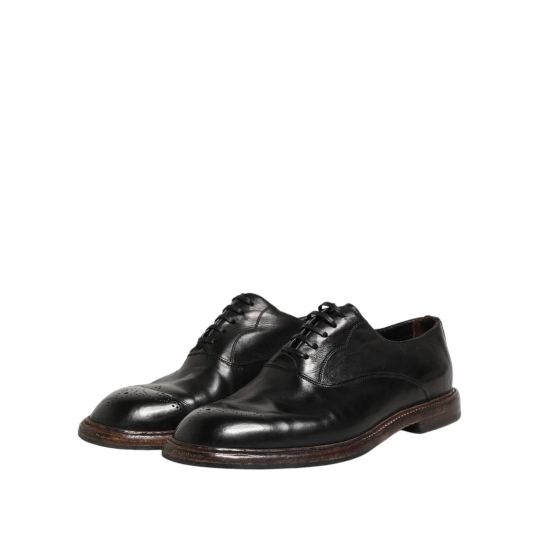 Dolce &amp; Gabbana Black Calfskin Leather Oxford Dress Shoes