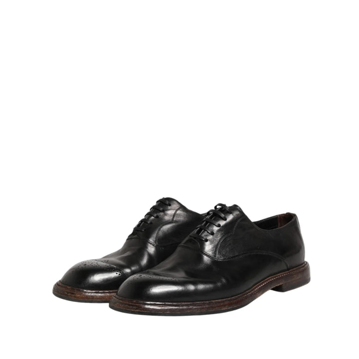 Dolce &amp; Gabbana Black Calfskin Leather Oxford Dress Shoes