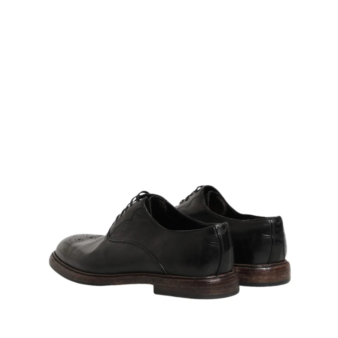 Dolce &amp; Gabbana Black Calfskin Leather Oxford Dress Shoes
