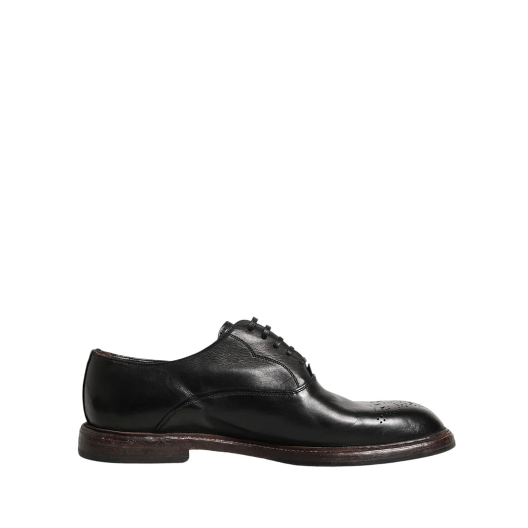 Dolce &amp; Gabbana Black Calfskin Leather Oxford Dress Shoes