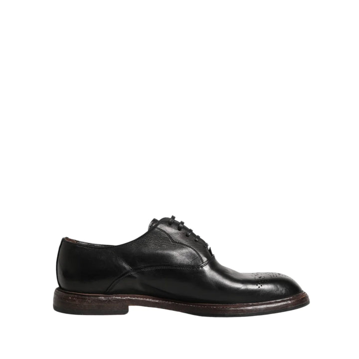 Dolce &amp; Gabbana Black Calfskin Leather Oxford Dress Shoes
