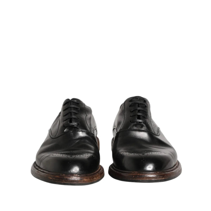 Dolce &amp; Gabbana Black Calfskin Leather Oxford Dress Shoes