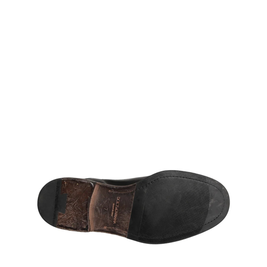 Dolce &amp; Gabbana Black Calfskin Leather Oxford Dress Shoes
