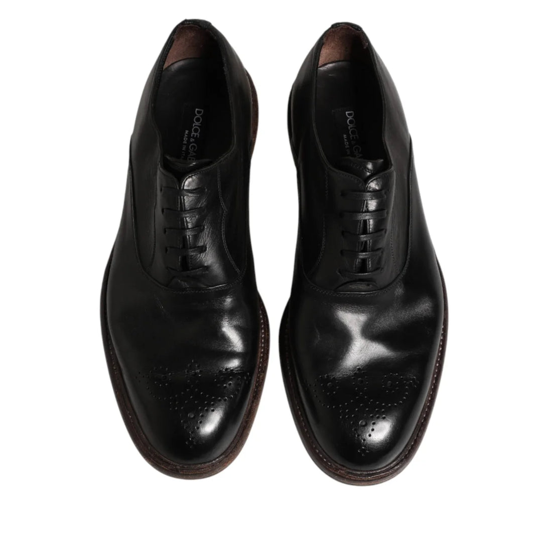 Dolce &amp; Gabbana Black Calfskin Leather Oxford Dress Shoes