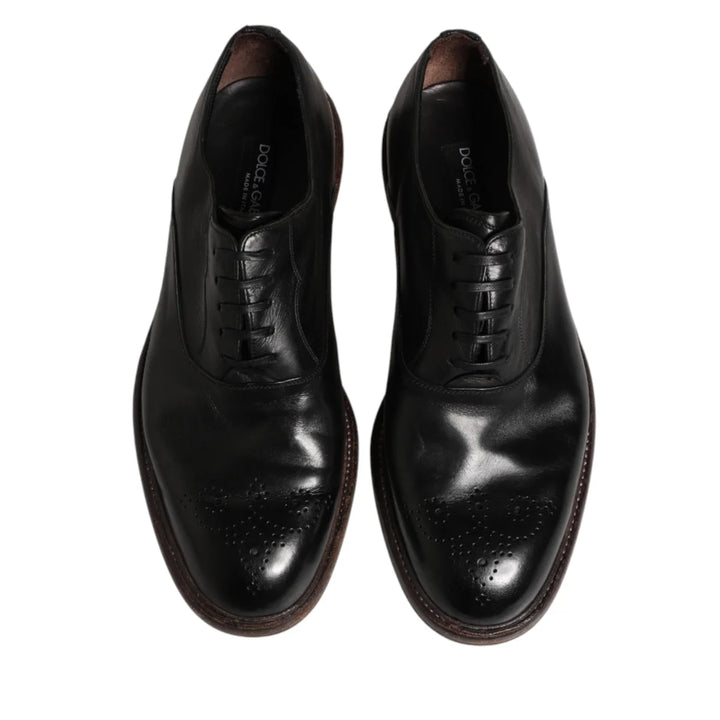 Dolce &amp; Gabbana Black Calfskin Leather Oxford Dress Shoes