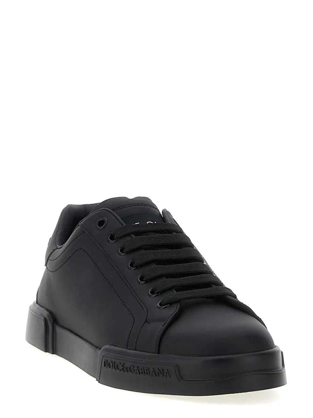 Dolce &amp; Gabbana Black Calfskin Low Top Sneakers